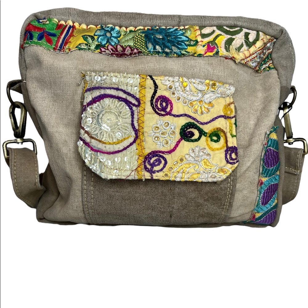 One OF A Kind Vintage Addiction Recycled Canvas & Vintage Fabric Crossbody